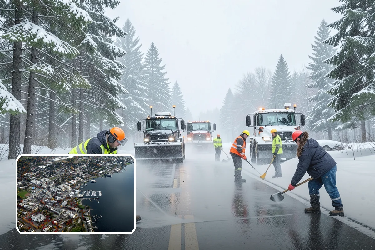 Fitness Center Sidewalk Clearing in Kirkland, King County, WA - Entrance cleared before the pre-dawn member rush