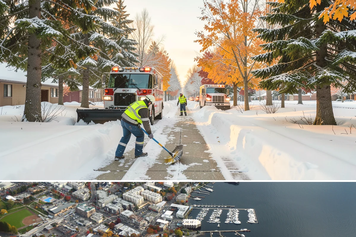 Fitness Center Sidewalk Clearing in Kirkland, King County, WA - Fitness center demand peaks from December through February, when pre-dawn arrivals meet the coldest, most glazed walks of the day.