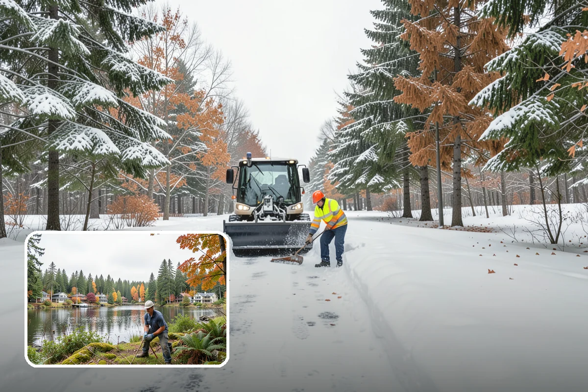 Fitness Center Sidewalk Clearing in La Conner, Skagit County, WA - Entrance cleared before the pre-dawn member rush