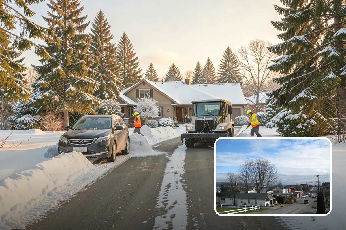 Fitness Center Sidewalk Clearing in Langley, Island County, WA - Entrance cleared before the pre-dawn member rush