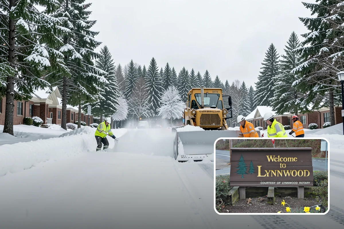 Fitness Center Sidewalk Clearing in Lynnwood, Snohomish County, WA - Entrance cleared before the pre-dawn member rush