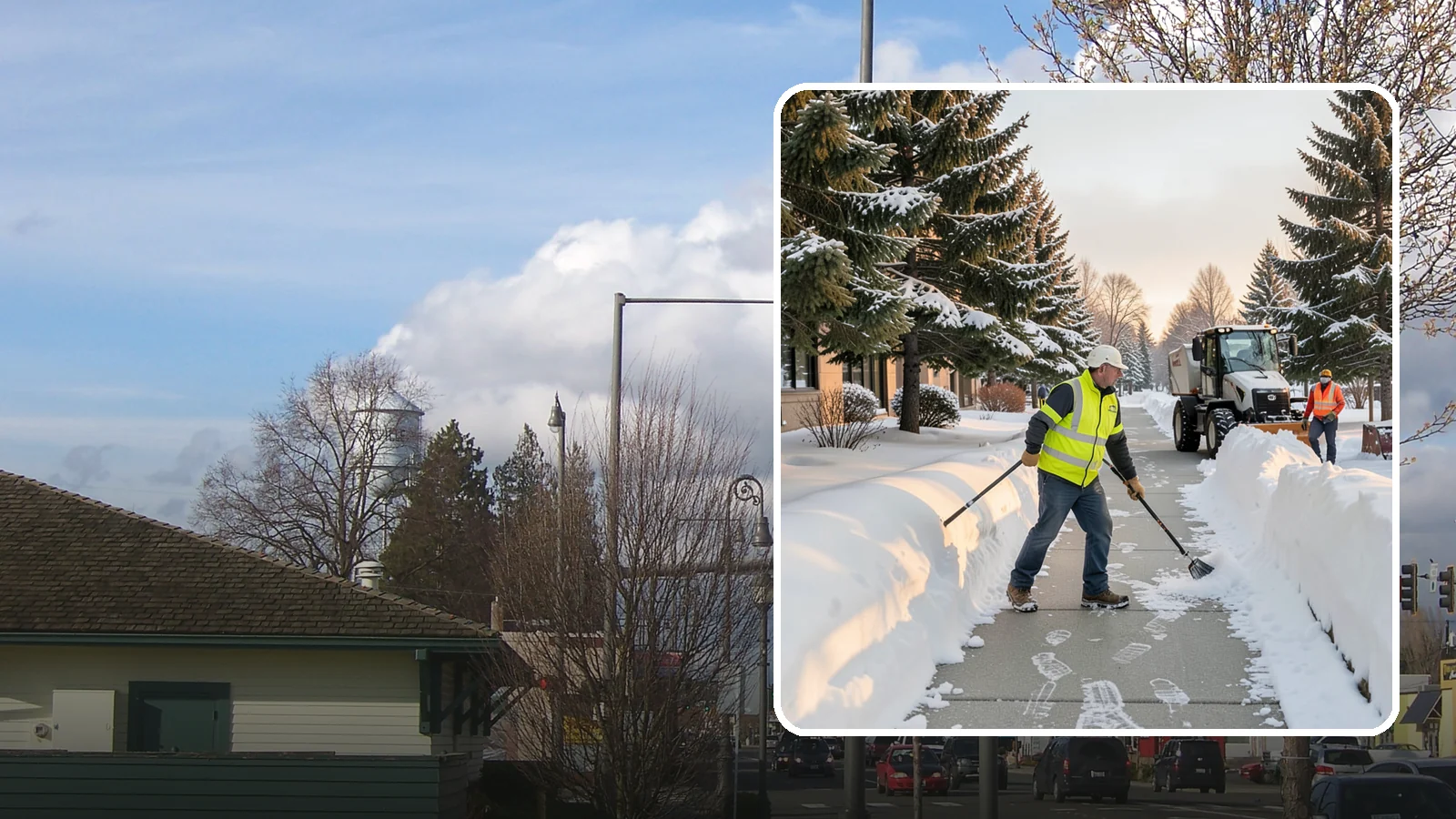 Fitness Center Sidewalk Clearing in Marysville, Snohomish County, WA - Early-hours entrance sidewalk clearing for Western Washington fitness centers, keeping the walk safe for members arriving before...