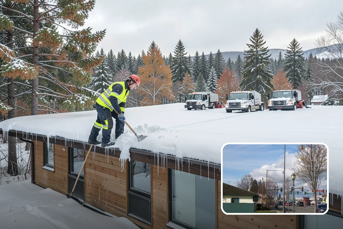 Fitness Center Sidewalk Clearing in Marysville, Snohomish County, WA - Entrance cleared before the pre-dawn member rush