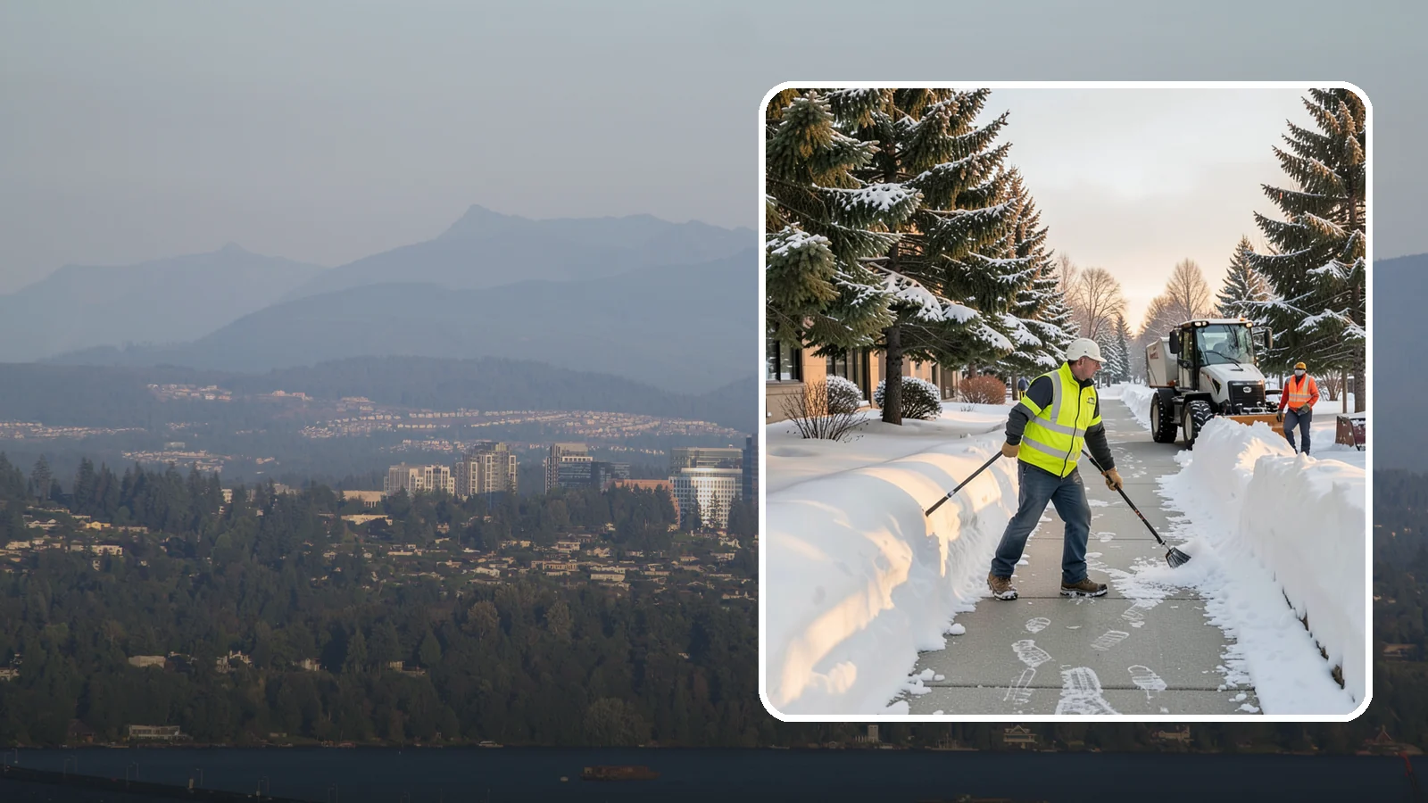Fitness Center Sidewalk Clearing in Medina, King County, WA - Early-hours entrance sidewalk clearing for Western Washington fitness centers, keeping the walk safe for members arriving before...