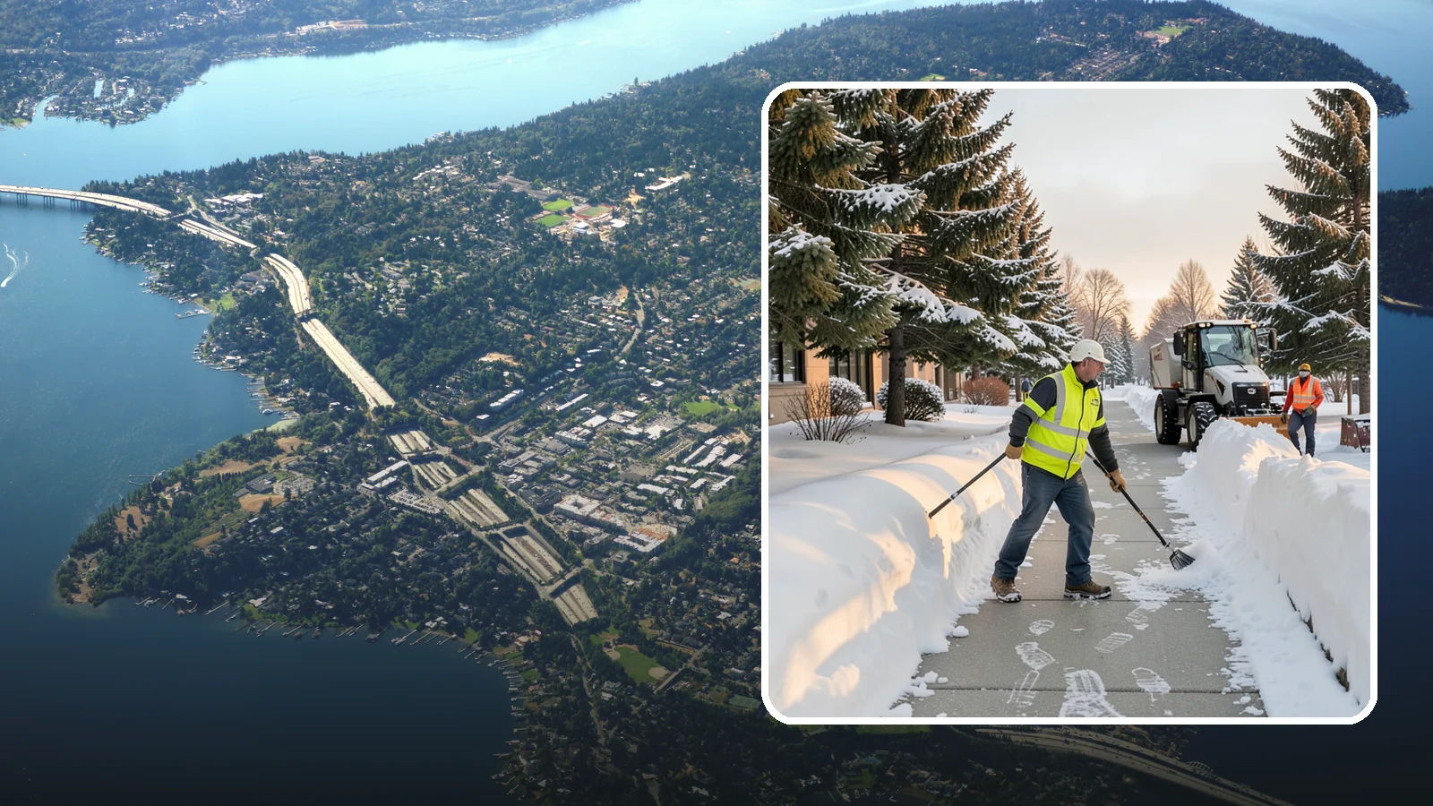 Fitness Center Sidewalk Clearing in Mercer Island, King County, WA - Early-hours entrance sidewalk clearing for Western Washington fitness centers, keeping the walk safe for members arriving before...