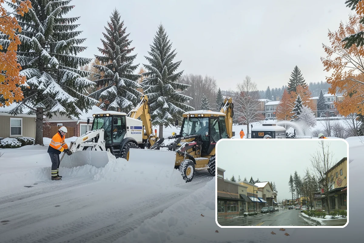 Fitness Center Sidewalk Clearing in Mill Creek, Snohomish County, WA - Entrance cleared before the pre-dawn member rush