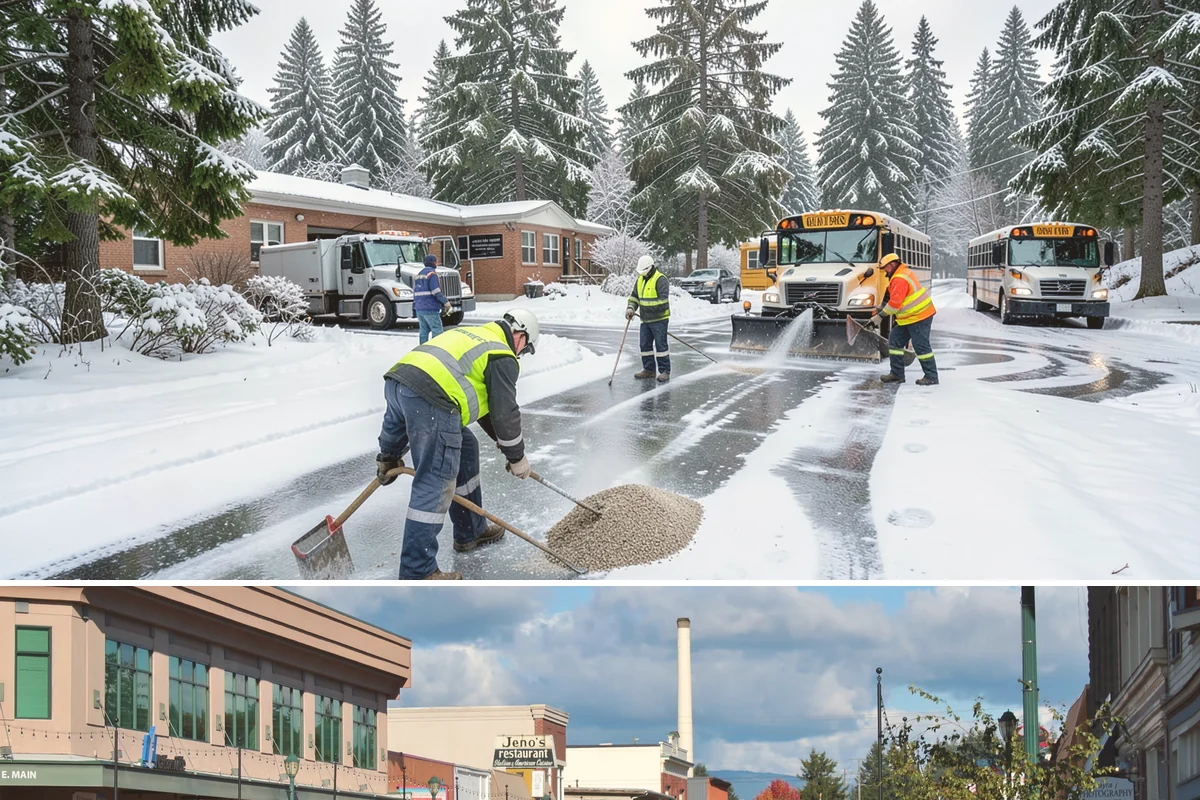 Fitness Center Sidewalk Clearing in Monroe, Snohomish County, WA - Fitness center demand peaks from December through February, when pre-dawn arrivals meet the coldest, most glazed walks of the day.