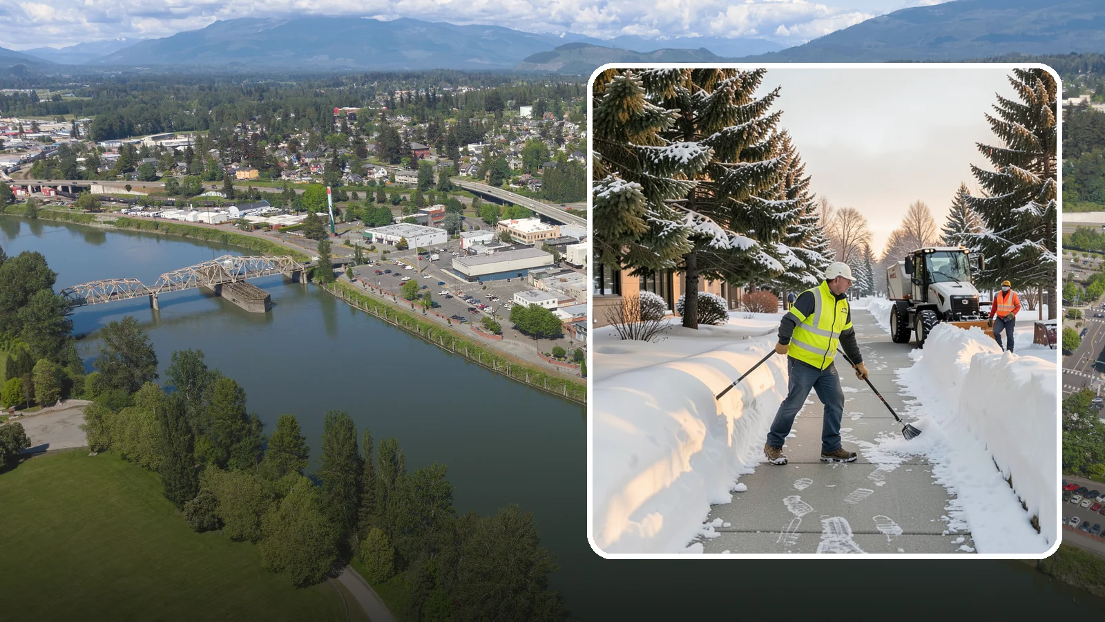 Fitness Center Sidewalk Clearing in Mount Vernon, Skagit County, WA - Early-hours entrance sidewalk clearing for Western Washington fitness centers, keeping the walk safe for members arriving before...
