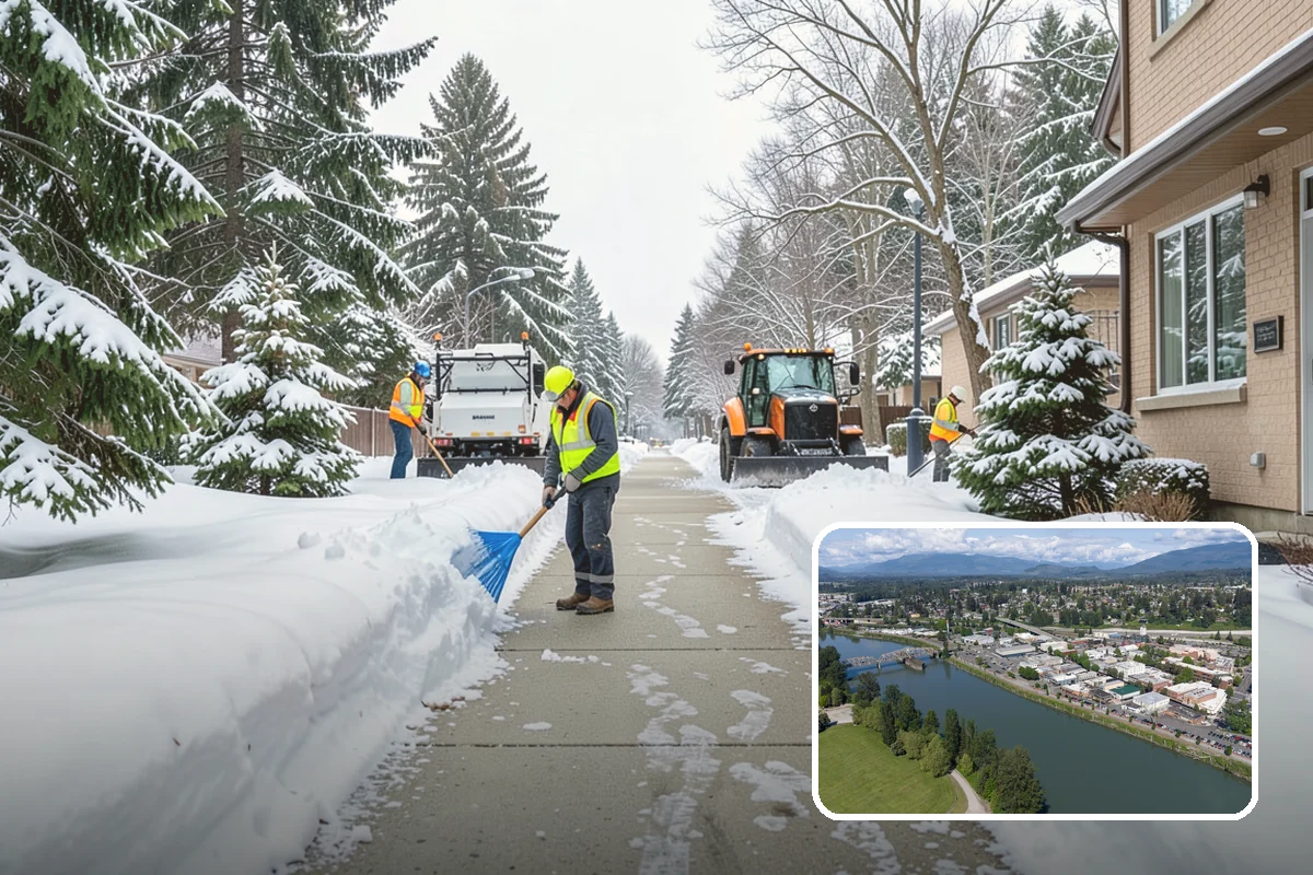 Fitness Center Sidewalk Clearing in Mount Vernon, Skagit County, WA - Entrance cleared before the pre-dawn member rush
