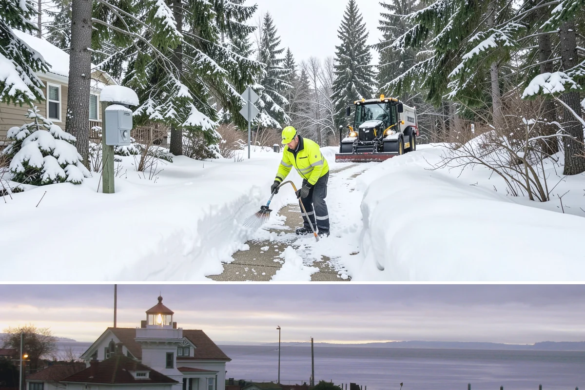 Fitness Center Sidewalk Clearing in Mukilteo, Snohomish County, WA - Fitness center demand peaks from December through February, when pre-dawn arrivals meet the coldest, most glazed walks of the day.