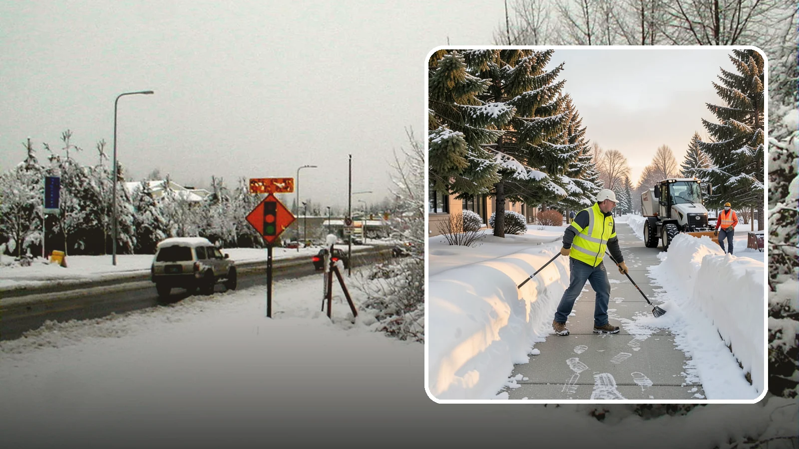 Fitness Center Sidewalk Clearing in Newcastle, King County, WA - Early-hours entrance sidewalk clearing for Western Washington fitness centers, keeping the walk safe for members arriving before...