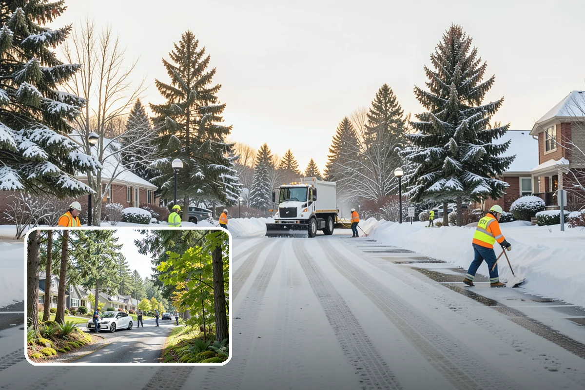 Fitness Center Sidewalk Clearing in Normandy Park, King County, WA - Entrance cleared before the pre-dawn member rush