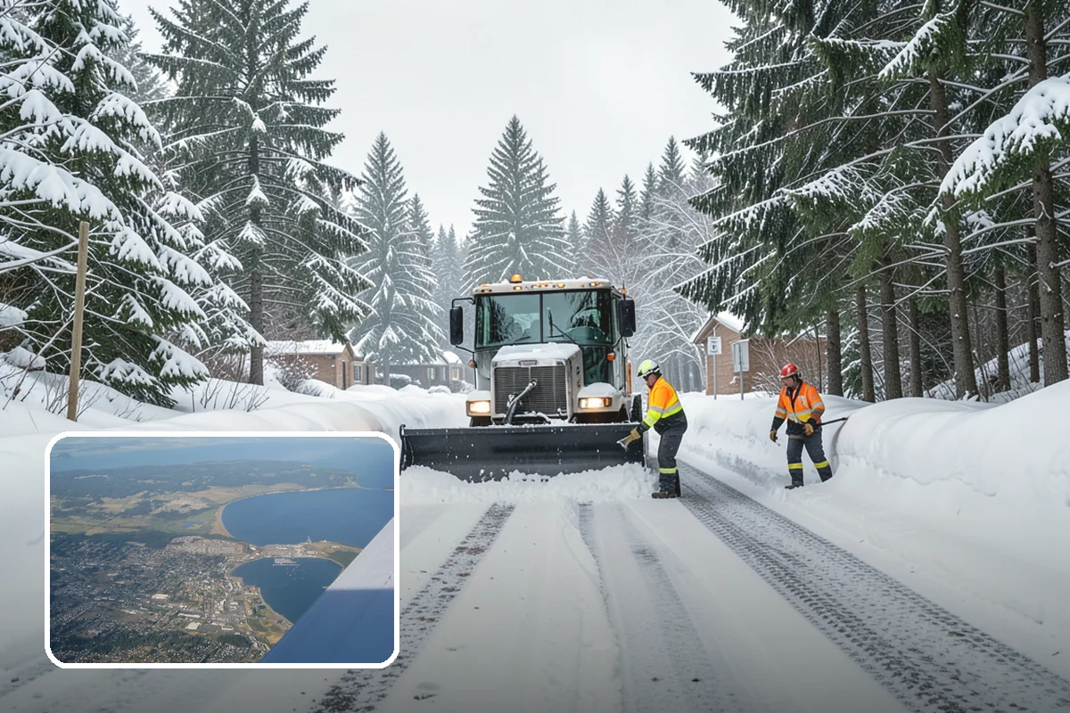 Fitness Center Sidewalk Clearing in Oak Harbor, Island County, WA - Entrance cleared before the pre-dawn member rush