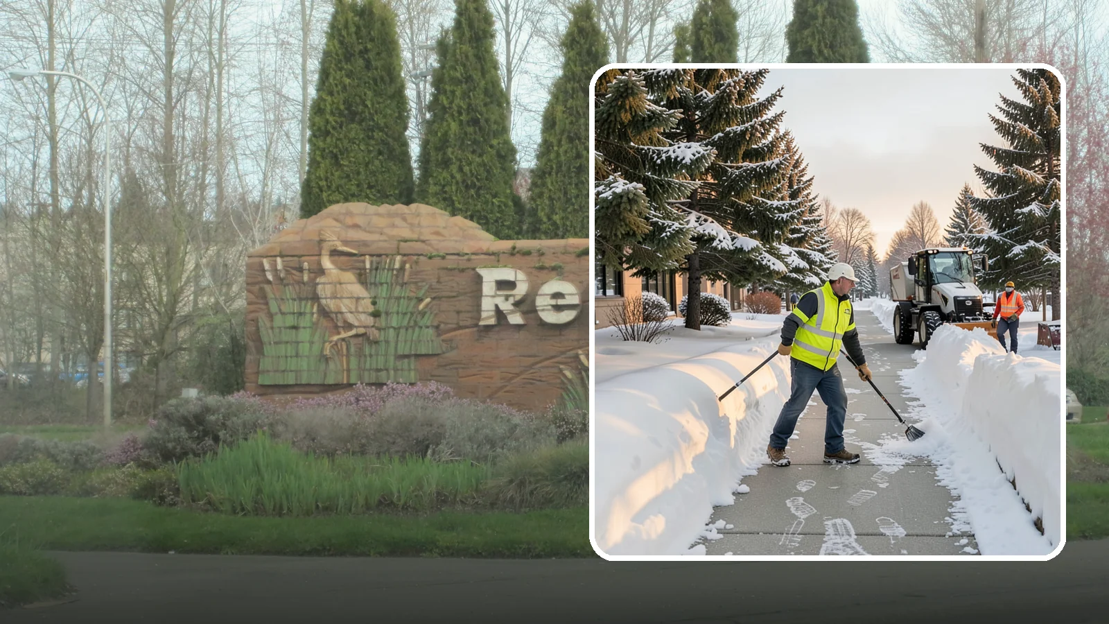 Fitness Center Sidewalk Clearing in Renton, King County, WA - Early-hours entrance sidewalk clearing for Western Washington fitness centers, keeping the walk safe for members arriving before...