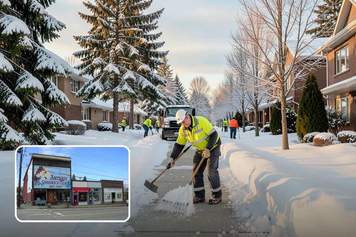 Fitness Center Sidewalk Clearing in Ruston, Pierce County, WA - Entrance cleared before the pre-dawn member rush
