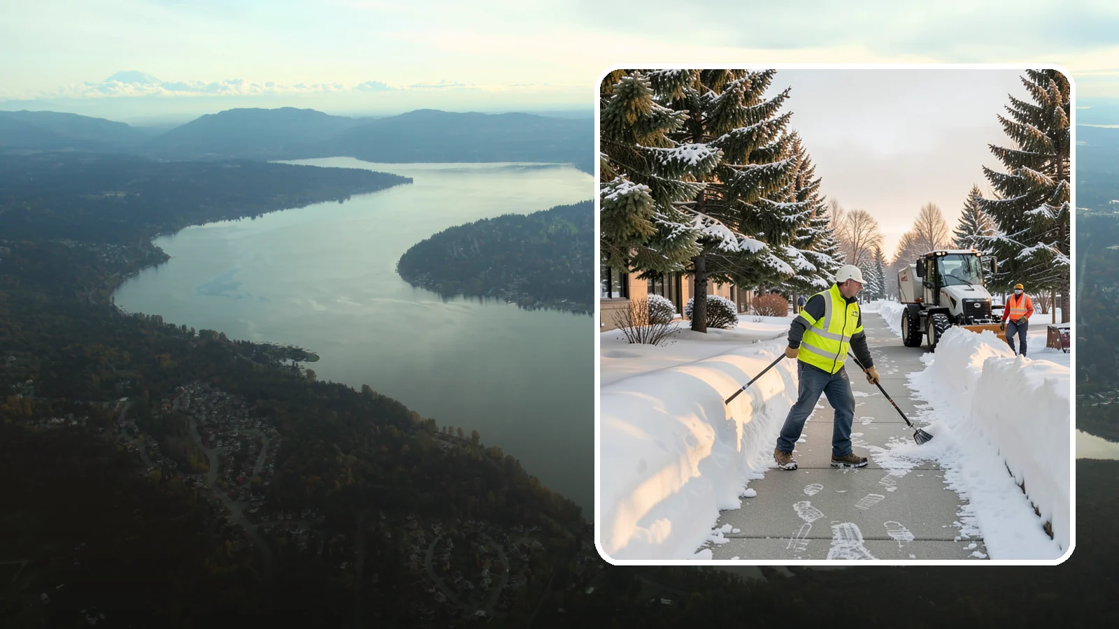 Fitness Center Sidewalk Clearing in Sammamish, King County, WA - Early-hours entrance sidewalk clearing for Western Washington fitness centers, keeping the walk safe for members arriving before...