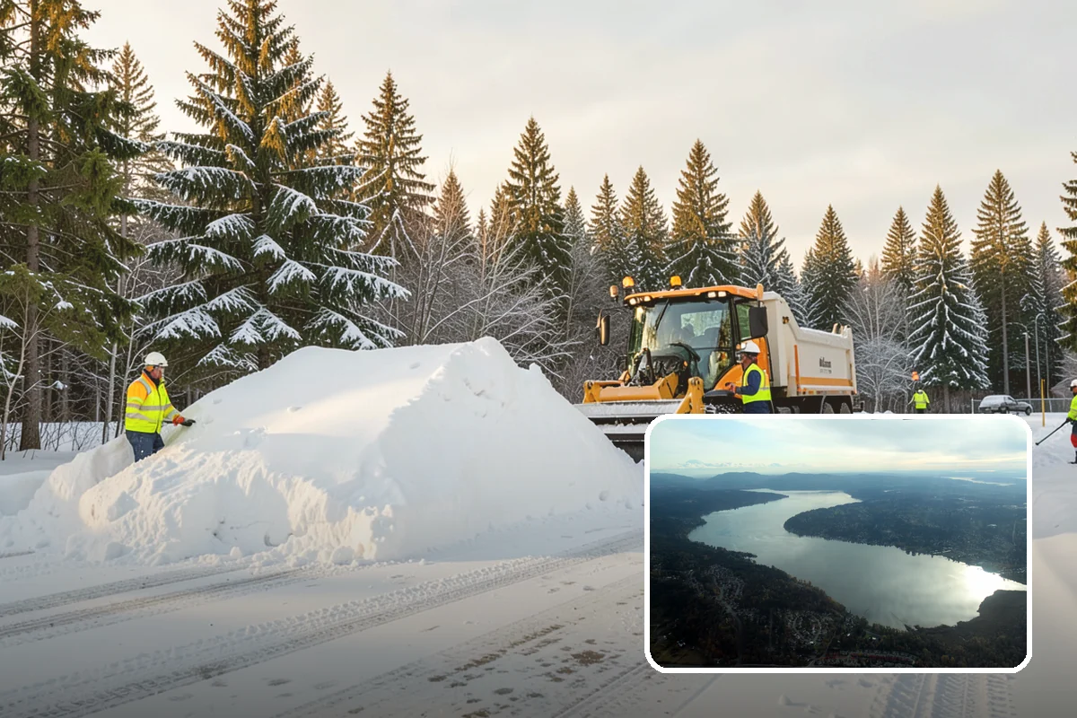 Fitness Center Sidewalk Clearing in Sammamish, King County, WA - Entrance cleared before the pre-dawn member rush