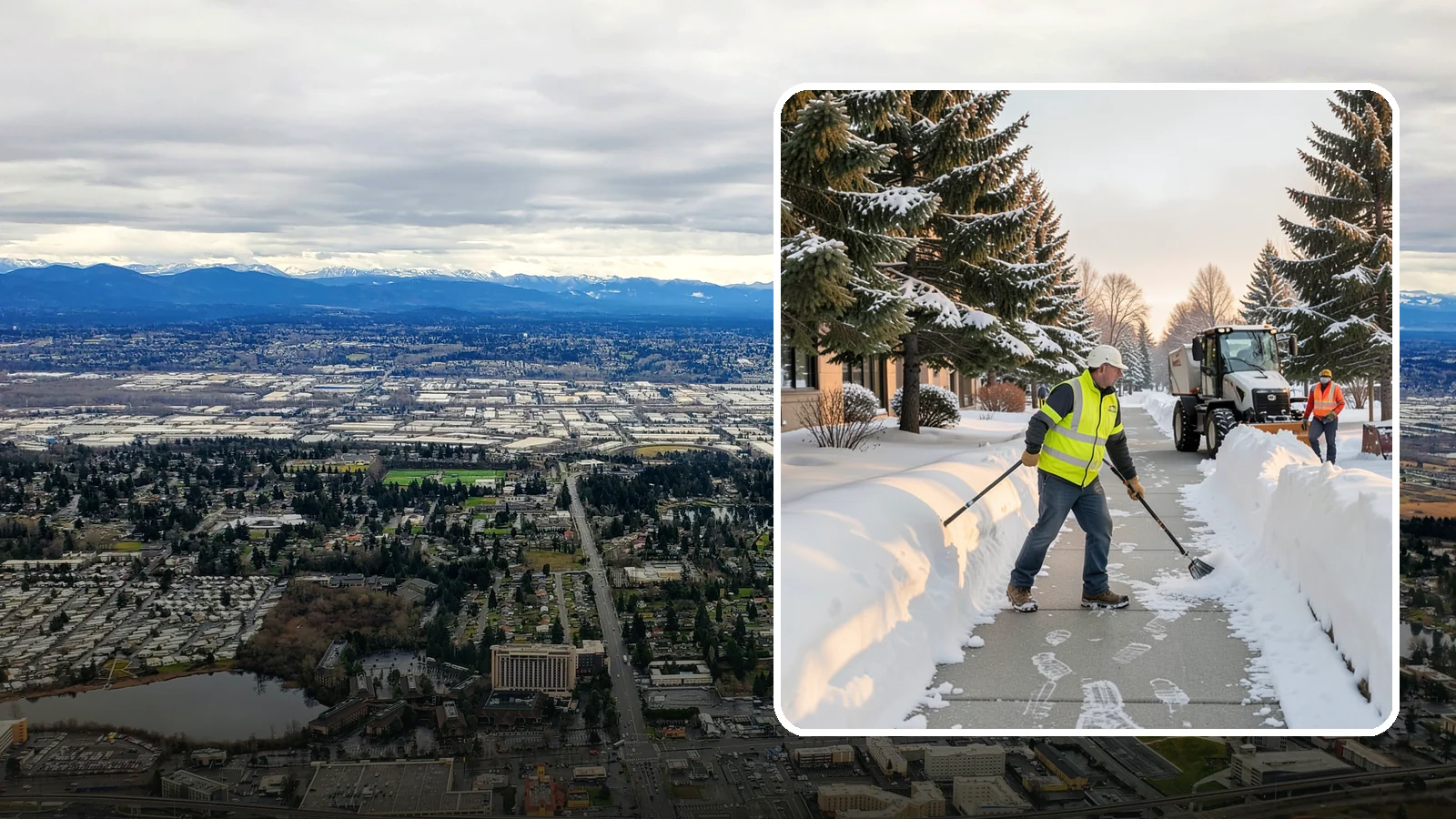 Fitness Center Sidewalk Clearing in SeaTac, King County, WA - Early-hours entrance sidewalk clearing for Western Washington fitness centers, keeping the walk safe for members arriving before...