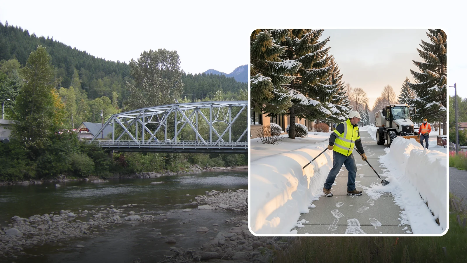 Fitness Center Sidewalk Clearing in Skykomish, King County, WA - Early-hours entrance sidewalk clearing for Western Washington fitness centers, keeping the walk safe for members arriving before...