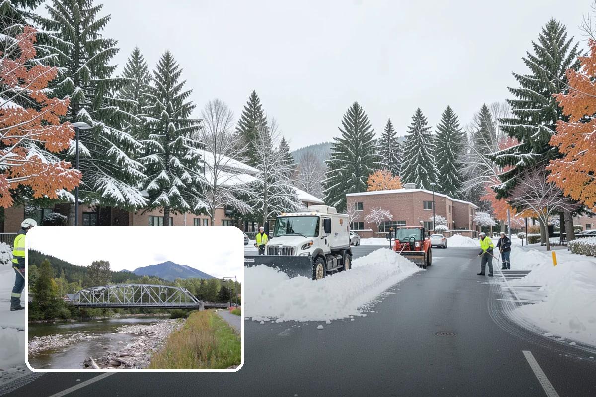 Fitness Center Sidewalk Clearing in Skykomish, King County, WA - Entrance cleared before the pre-dawn member rush