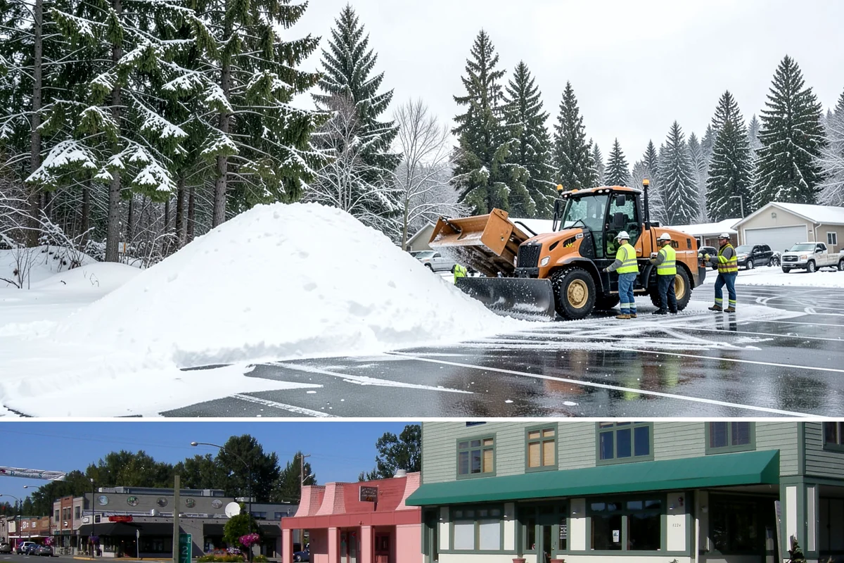 Fitness Center Sidewalk Clearing in Snoqualmie, King County, WA - Fitness center demand peaks from December through February, when pre-dawn arrivals meet the coldest, most glazed walks of the day.
