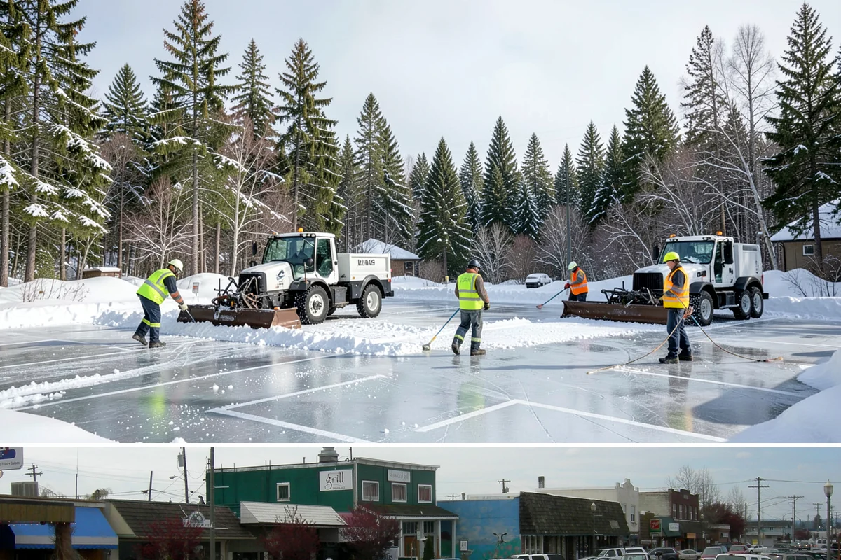 Fitness Center Sidewalk Clearing in Stanwood, Snohomish County, WA - Fitness center demand peaks from December through February, when pre-dawn arrivals meet the coldest, most glazed walks of the day.