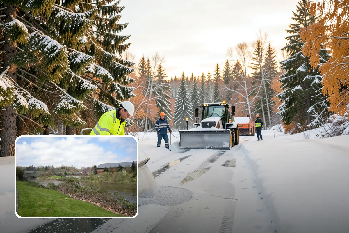 Fitness Center Sidewalk Clearing in Tukwila, King County, WA - Entrance cleared before the pre-dawn member rush