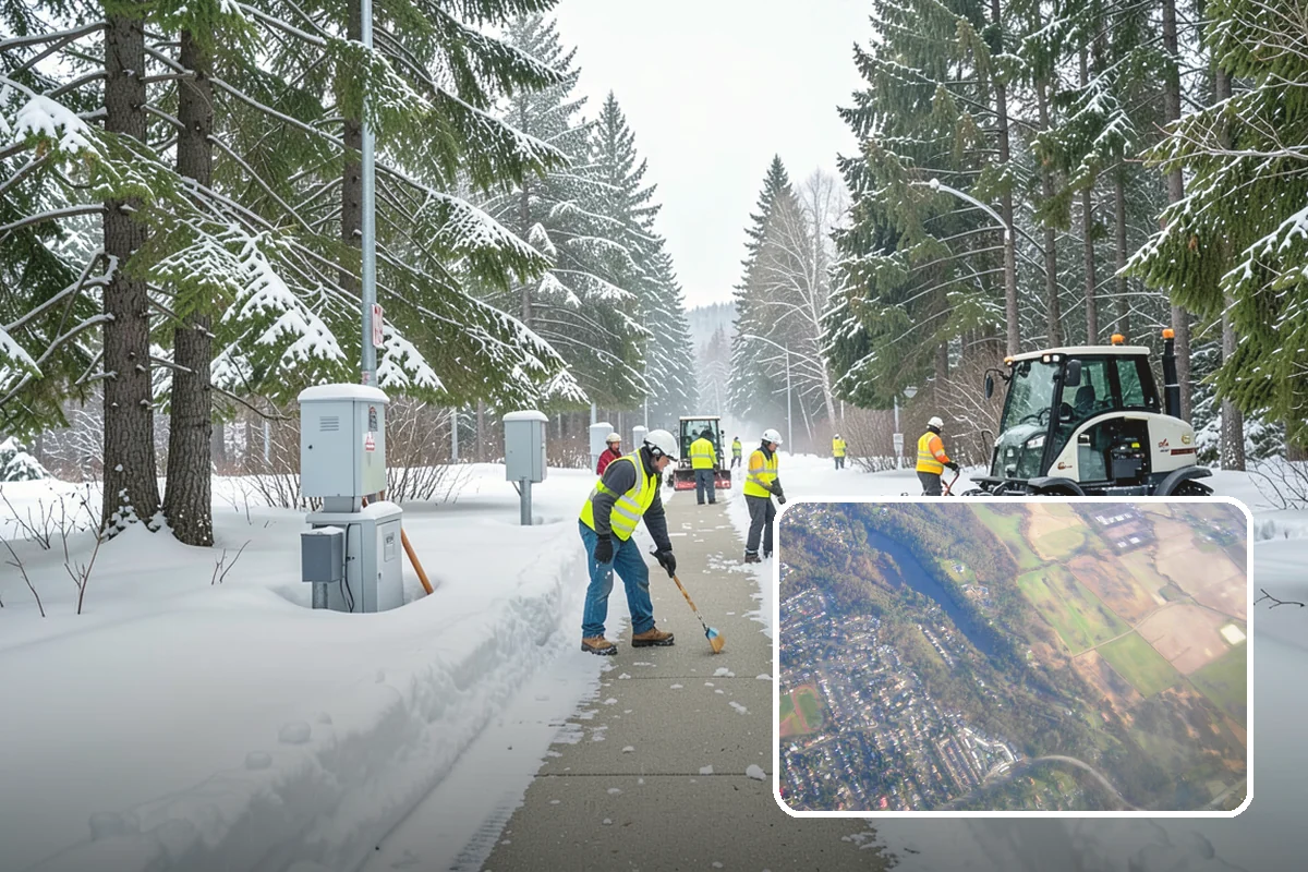 Fitness Center Snow Plowing in Algona, King County, WA - Member lot cleared for early-morning and late-night hours