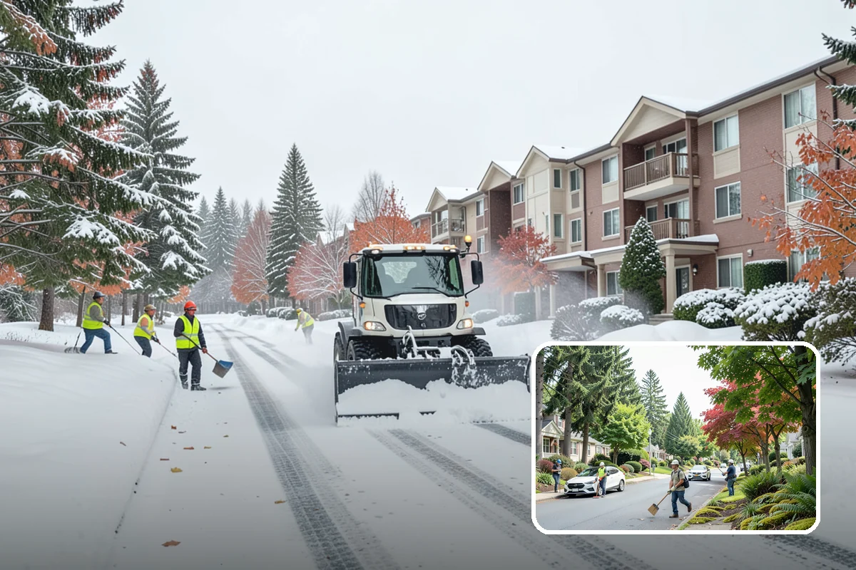 Fitness Center Snow Plowing in Beaux Arts Village, King County, WA - Member lot cleared for early-morning and late-night hours