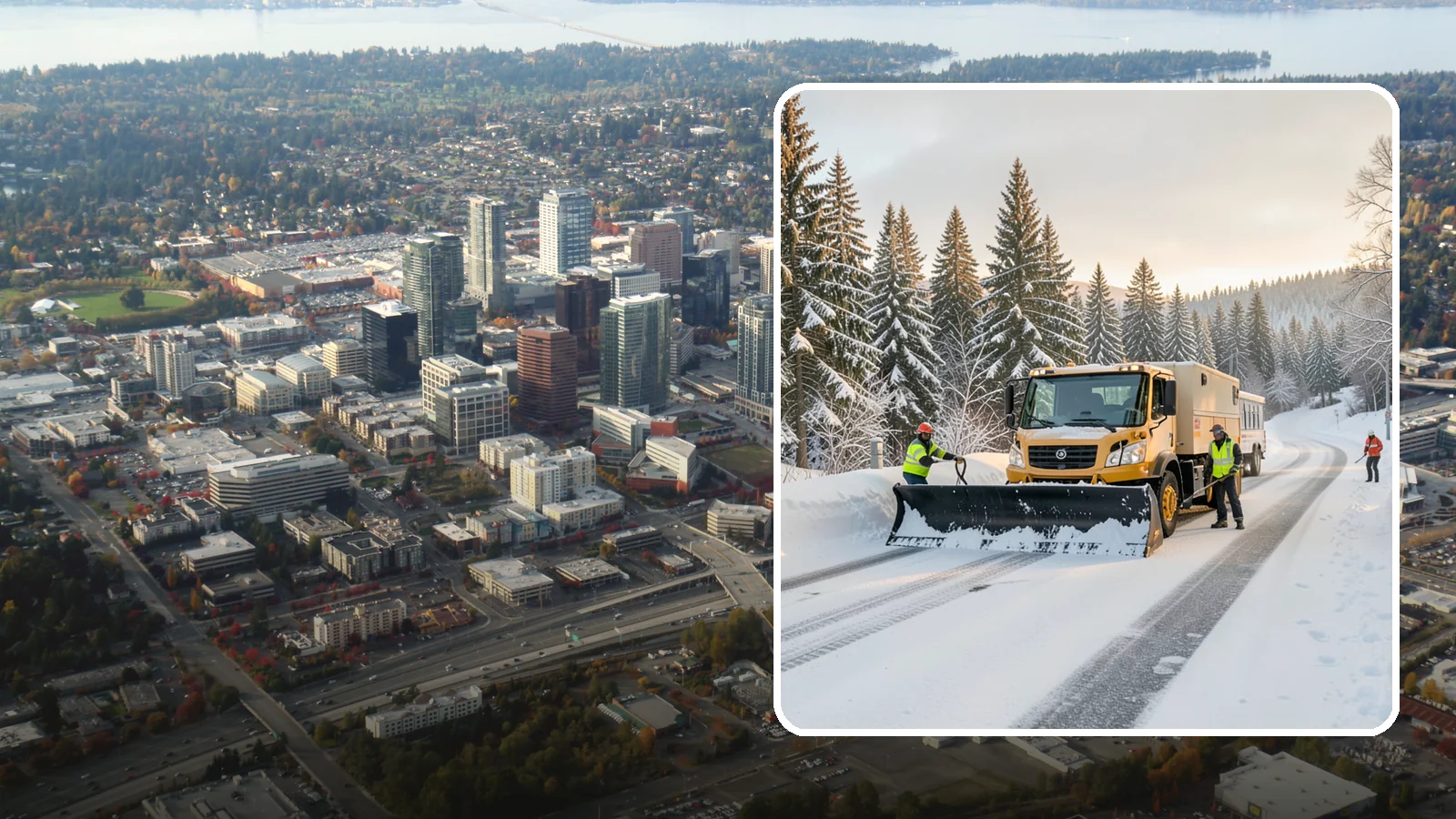 Fitness Center Snow Plowing in Bellevue, King County, WA - We plow fitness center lots and entrances for early-morning and late-night hours so members work out safely on any day.