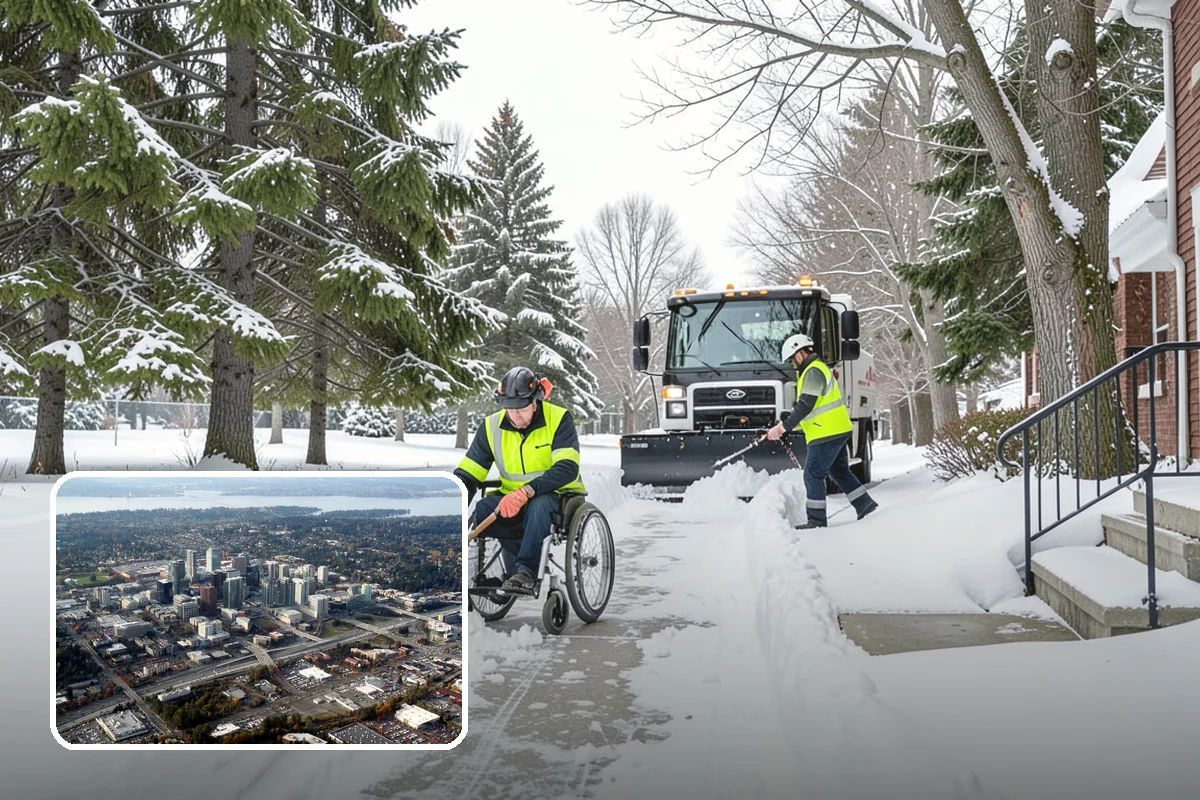 Fitness Center Snow Plowing in Bellevue, King County, WA - Member lot cleared for early-morning and late-night hours