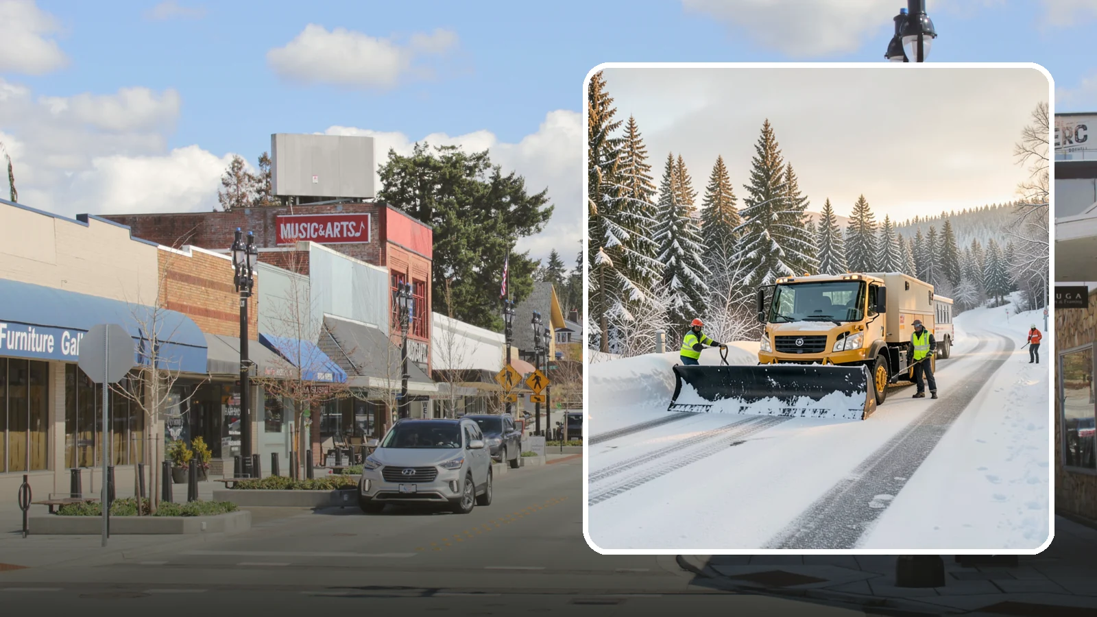 Fitness Center Snow Plowing in Bothell, King County, WA - We plow fitness center lots and entrances for early-morning and late-night hours so members work out safely on any day.