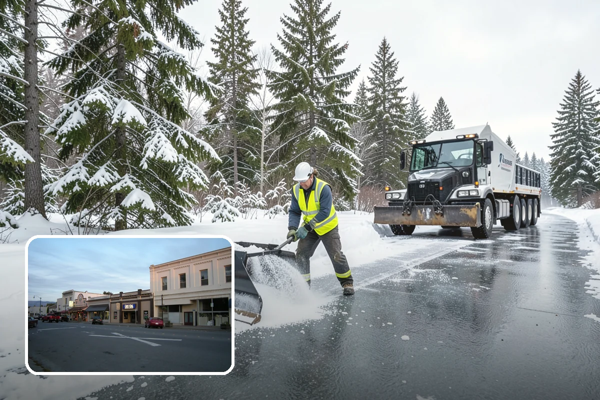 Fitness Center Snow Plowing in Burlington, Skagit County, WA - Member lot cleared for early-morning and late-night hours