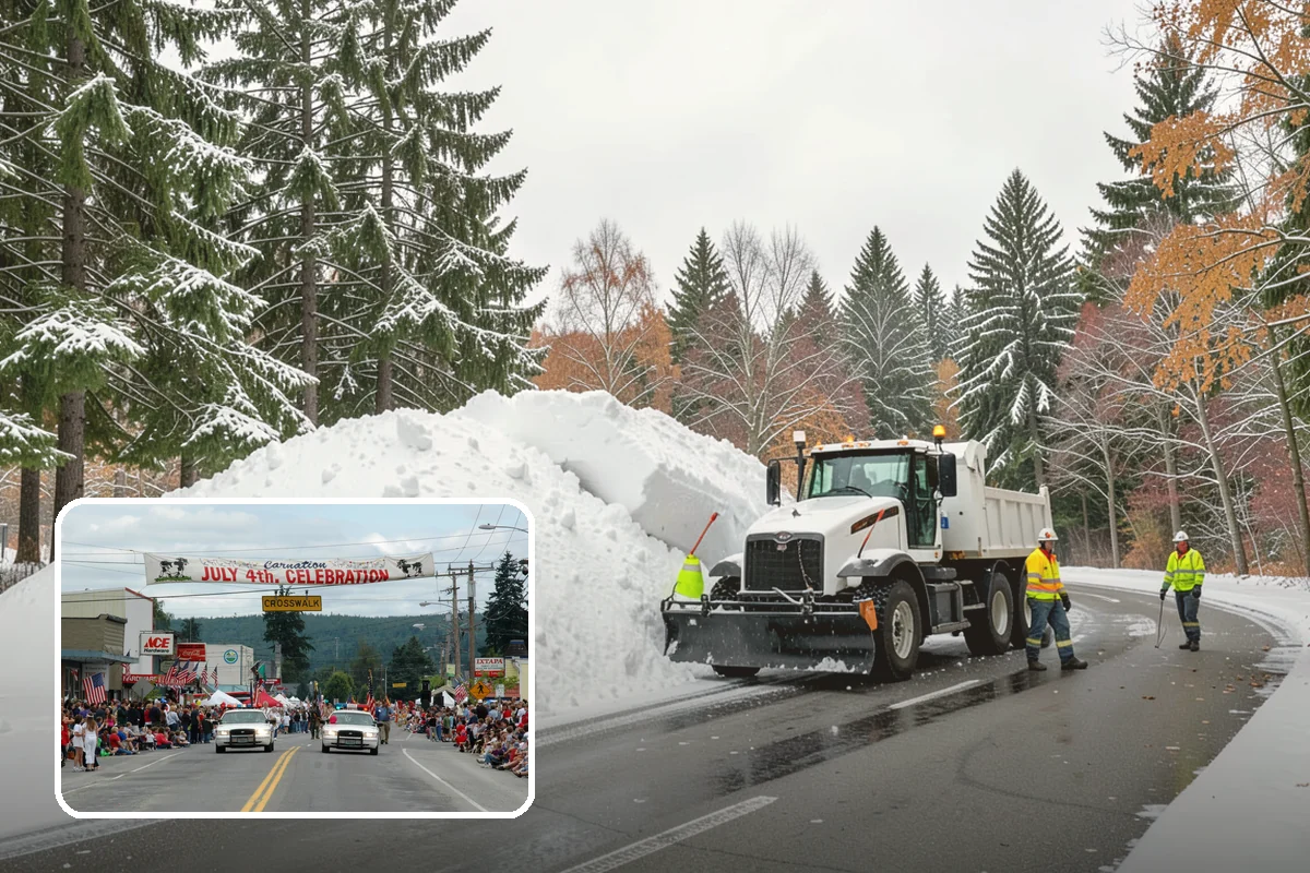 Fitness Center Snow Plowing in Carnation, King County, WA - Member lot cleared for early-morning and late-night hours