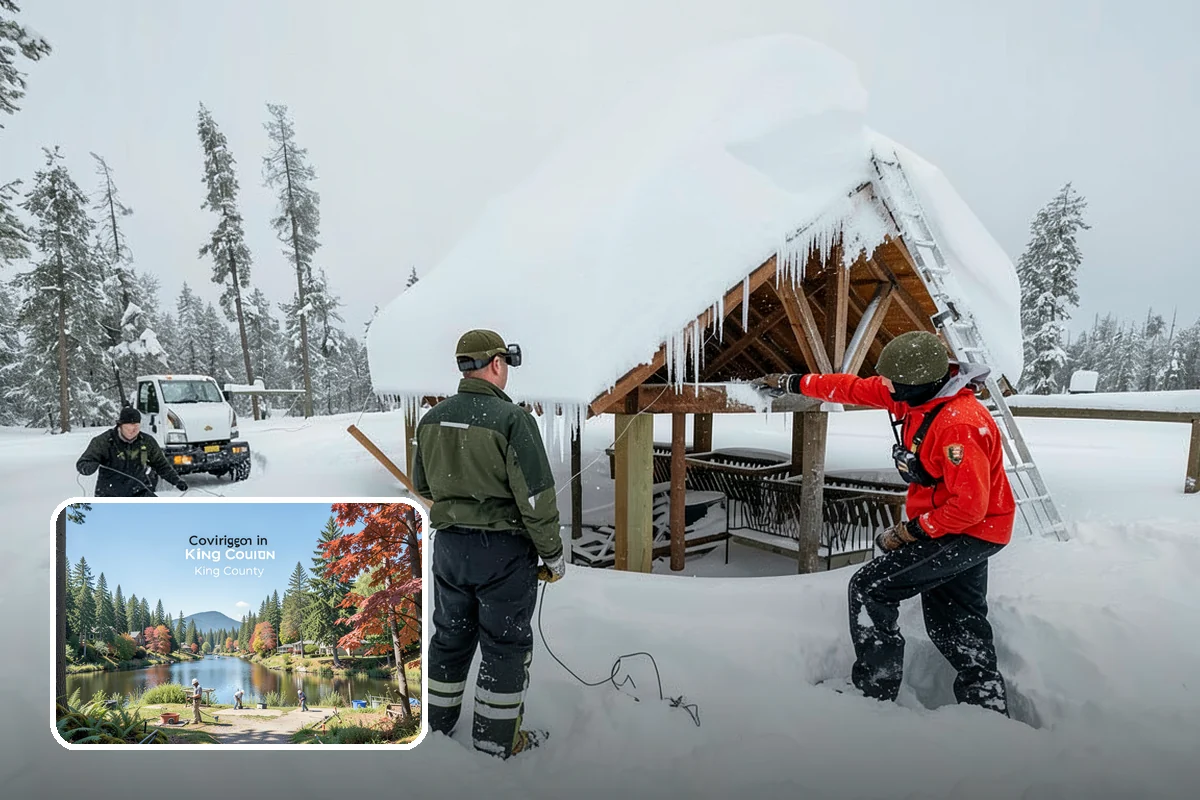 Fitness Center Snow Plowing in Covington, King County, WA - Member lot cleared for early-morning and late-night hours
