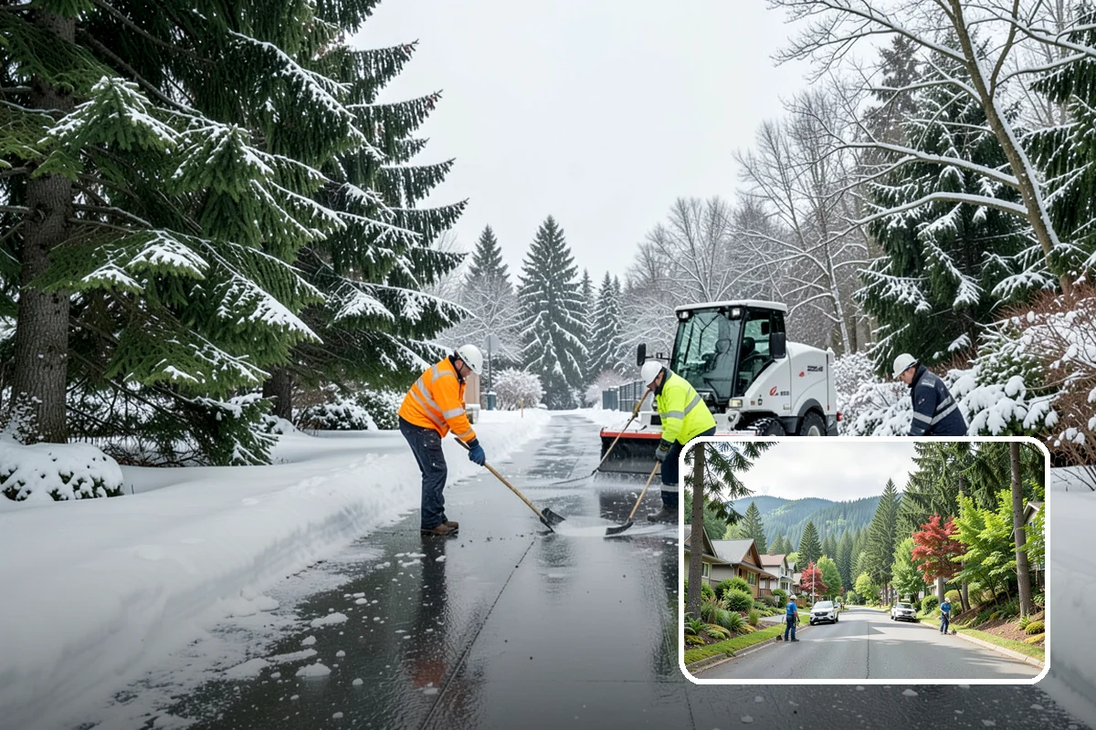 Fitness Center Snow Plowing in Darrington, Snohomish County, WA - Member lot cleared for early-morning and late-night hours