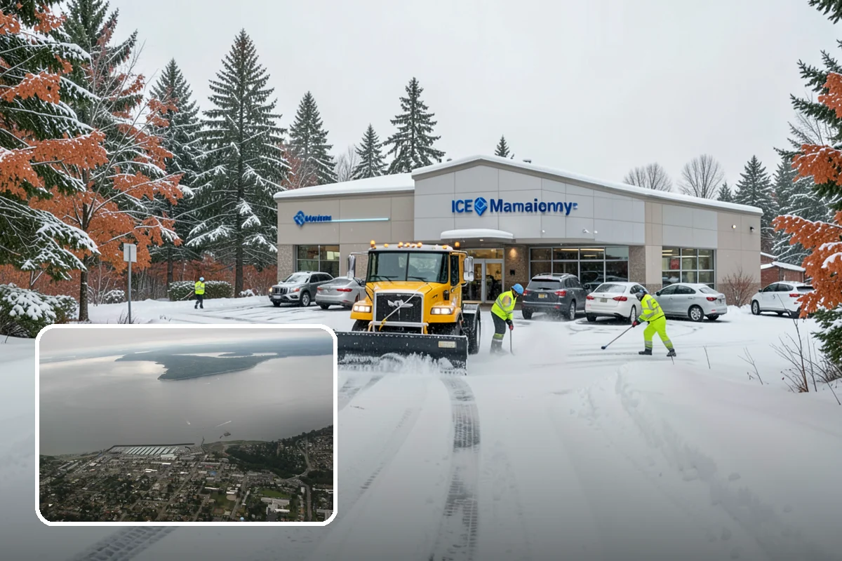 Fitness Center Snow Plowing in Des Moines, King County, WA - Member lot cleared for early-morning and late-night hours