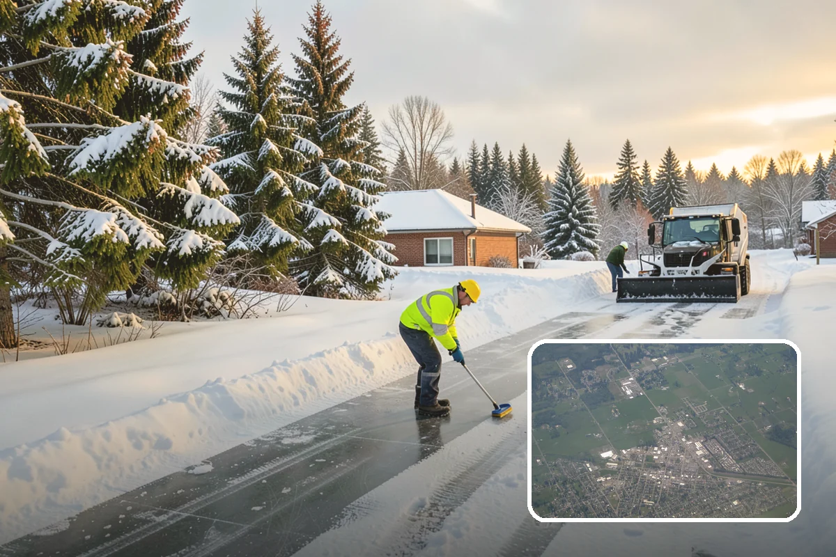 Fitness Center Snow Plowing in Enumclaw, King County, WA - Member lot cleared for early-morning and late-night hours