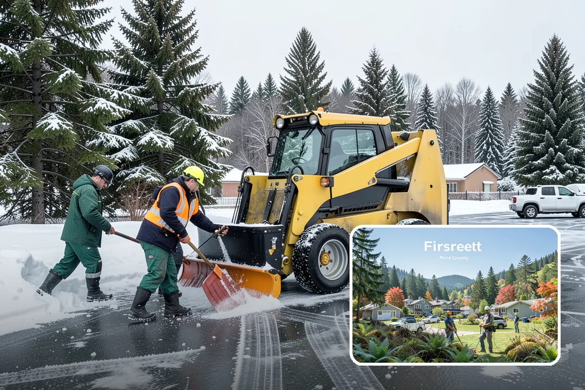 Fitness Center Snow Plowing in Fircrest, Pierce County, WA - Member lot cleared for early-morning and late-night hours