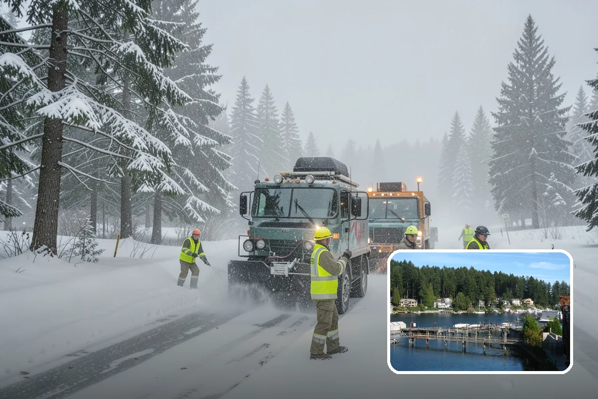 Fitness Center Snow Plowing in Gig Harbor, Pierce County, WA - Member lot cleared for early-morning and late-night hours