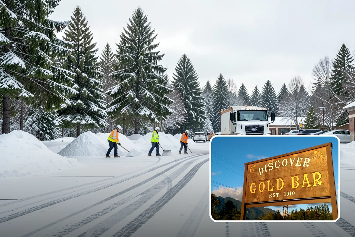 Fitness Center Snow Plowing in Gold Bar, Snohomish County, WA - Member lot cleared for early-morning and late-night hours