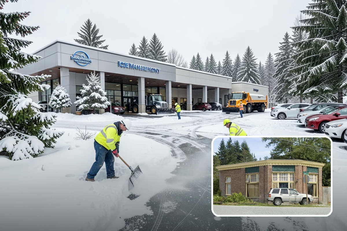 Fitness Center Snow Plowing in Hamilton, Skagit County, WA - Member lot cleared for early-morning and late-night hours