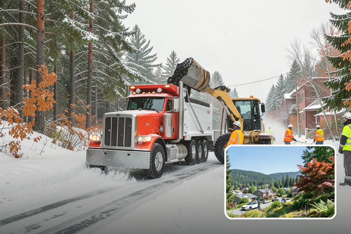 Fitness Center Snow Plowing in Index, Snohomish County, WA - Member lot cleared for early-morning and late-night hours