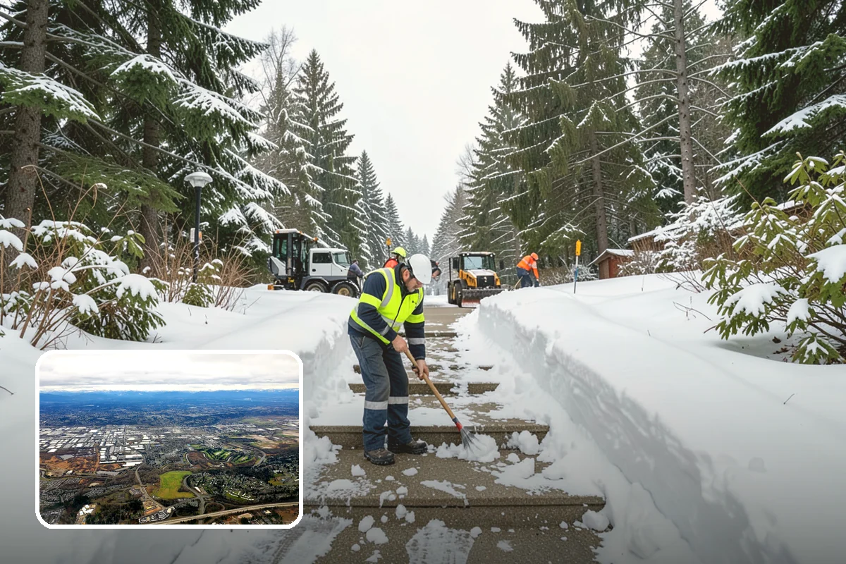 Fitness Center Snow Plowing in Kent, King County, WA - Member lot cleared for early-morning and late-night hours