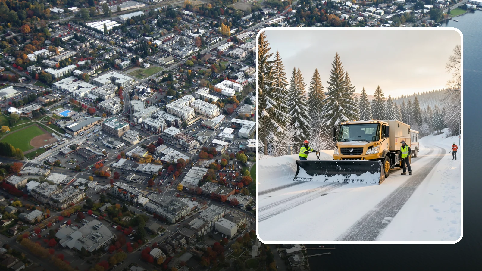 Fitness Center Snow Plowing in Kirkland, King County, WA - We plow fitness center lots and entrances for early-morning and late-night hours so members work out safely on any day.