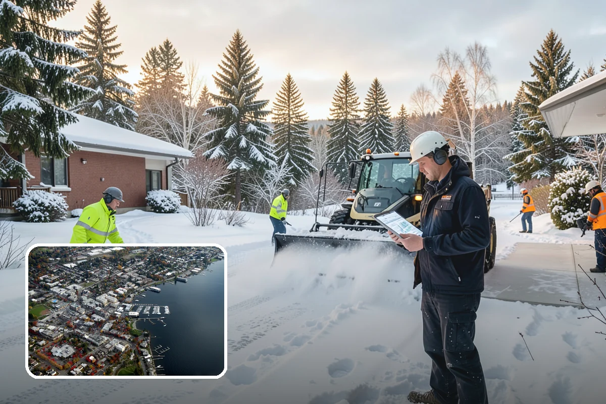 Fitness Center Snow Plowing in Kirkland, King County, WA - Member lot cleared for early-morning and late-night hours