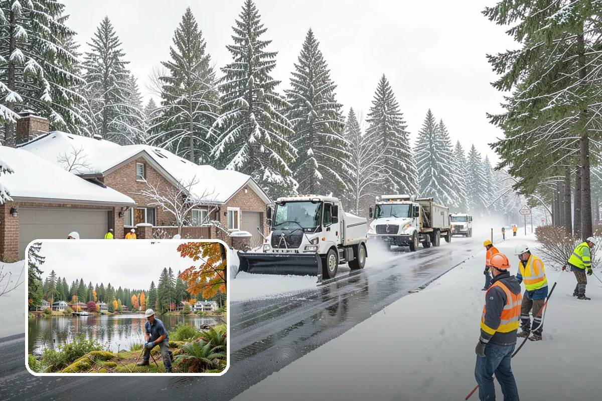 Fitness Center Snow Plowing in La Conner, Skagit County, WA - Member lot cleared for early-morning and late-night hours