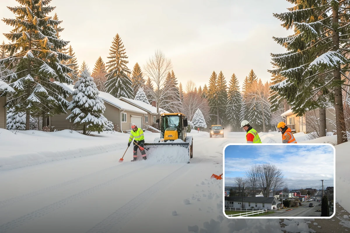 Fitness Center Snow Plowing in Langley, Island County, WA - Member lot cleared for early-morning and late-night hours