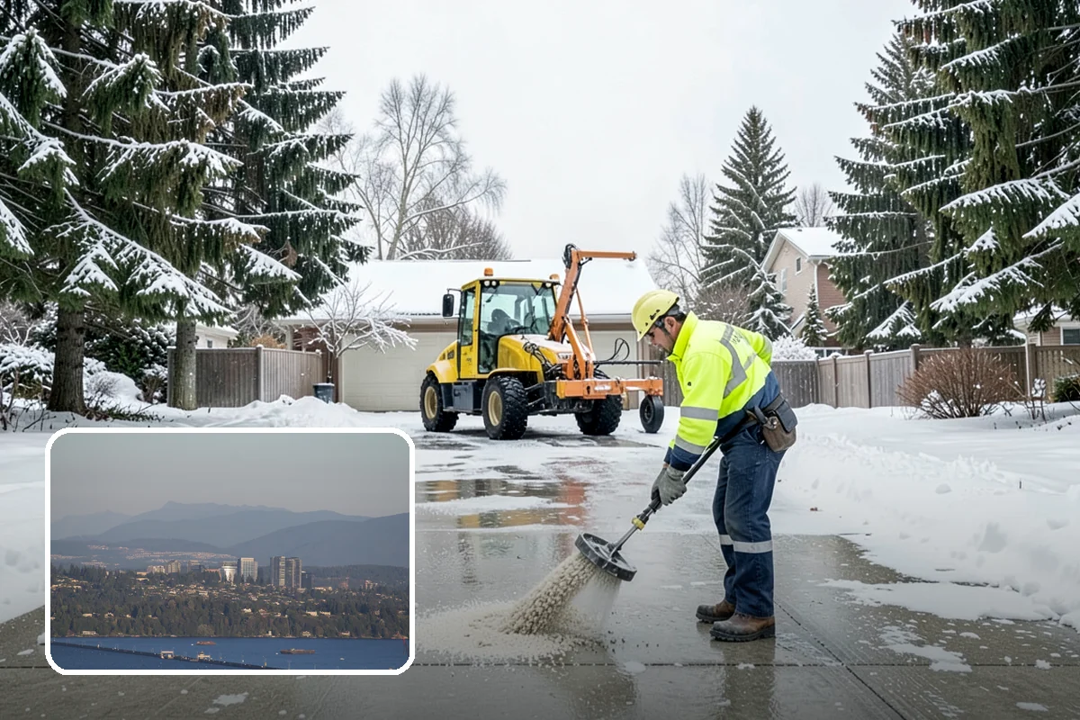 Fitness Center Snow Plowing in Medina, King County, WA - Member lot cleared for early-morning and late-night hours