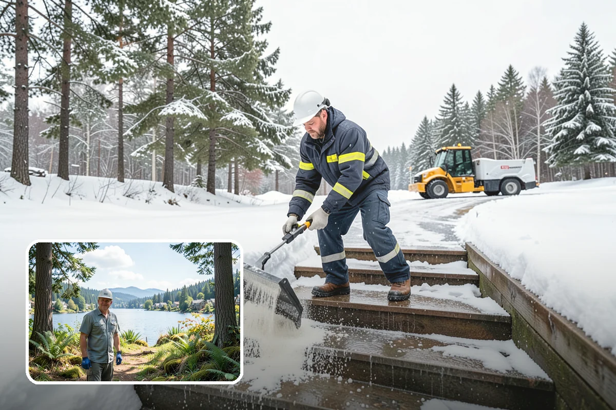Fitness Center Snow Plowing in Milton, King County, WA - Member lot cleared for early-morning and late-night hours